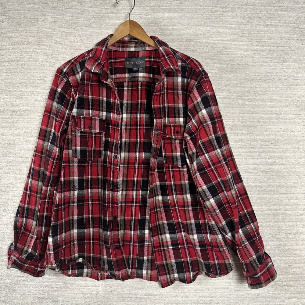 Slate & Stone Plaid Shacket XXL Heavyweight Flannel Oversized Lumberjack Shirt
